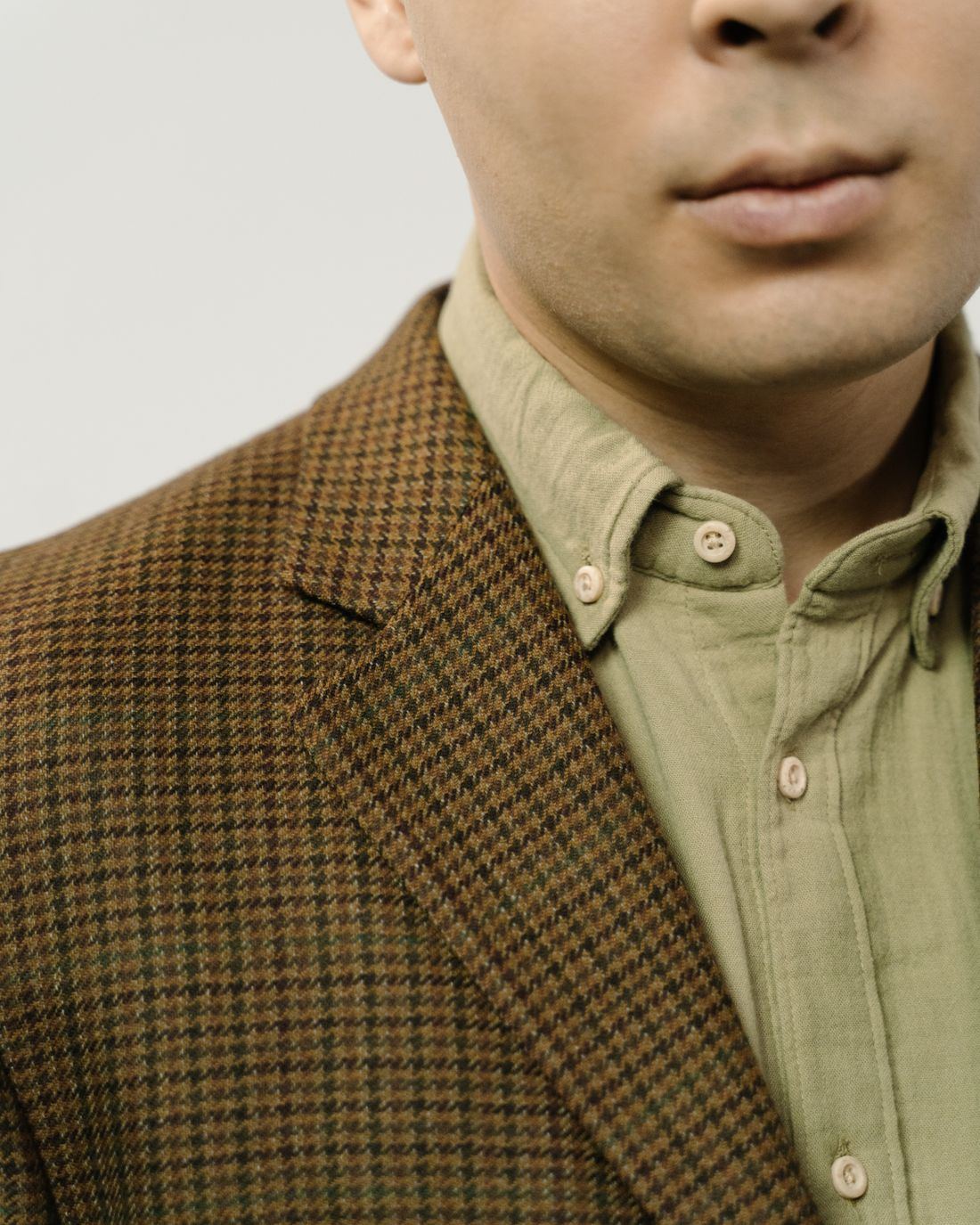 The jacket opened out to show the cupro half lining and the pad-stitched chest piece